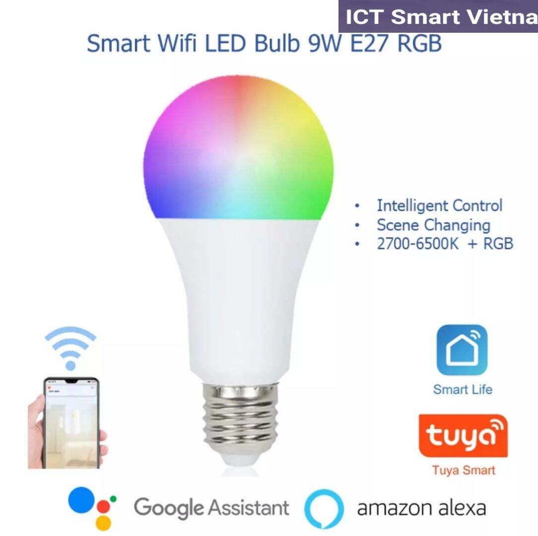 Bóng đèn thông minh Wifi/ Zigbee Tuya 10W,9W điều khiển qua điện thoại, Google Home& Alexa