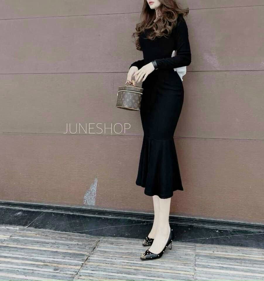 Đầm borip body phối nơ to sau BG