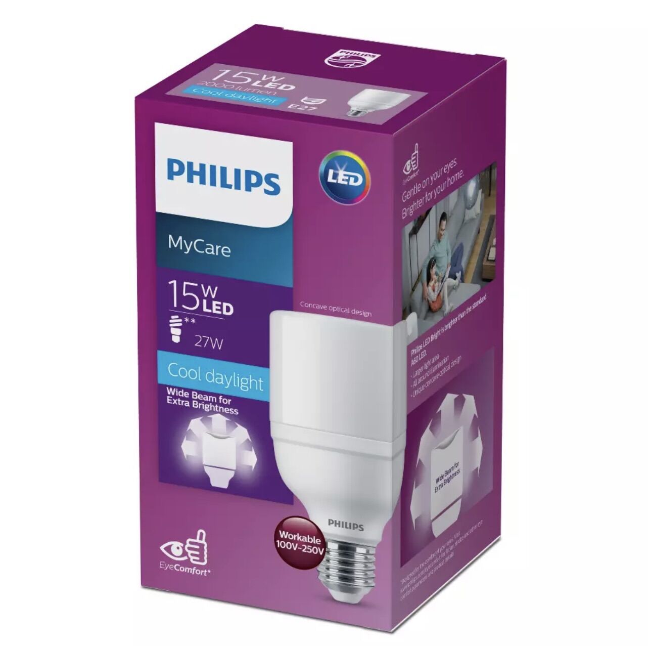 Led Bulb Bright 15W E27 Philis. Bóng Đèn Trụ 15W Philips.
