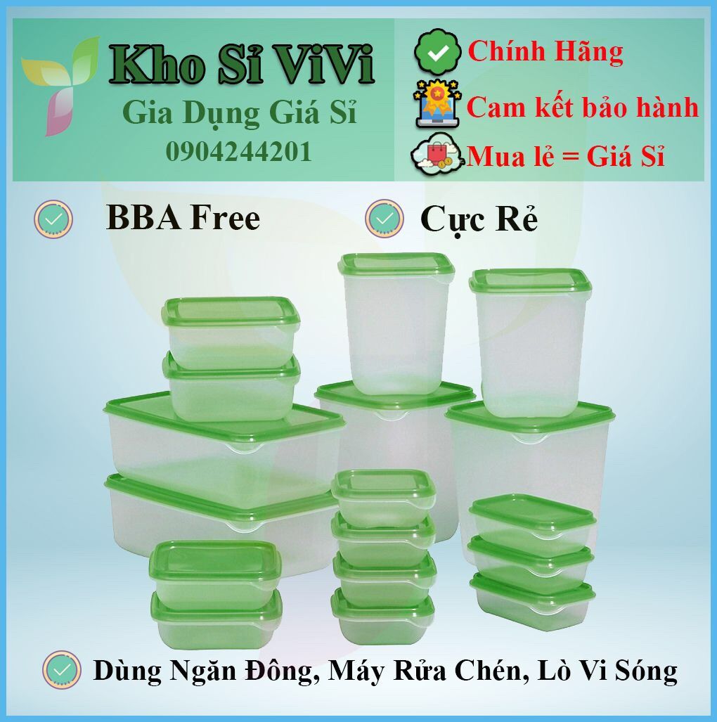 Hộp nhựa đựng thức ăn, bảo quản thực phẩm tủ lạnh Set 17 hộp - Giá sỉ KhoSiViVi