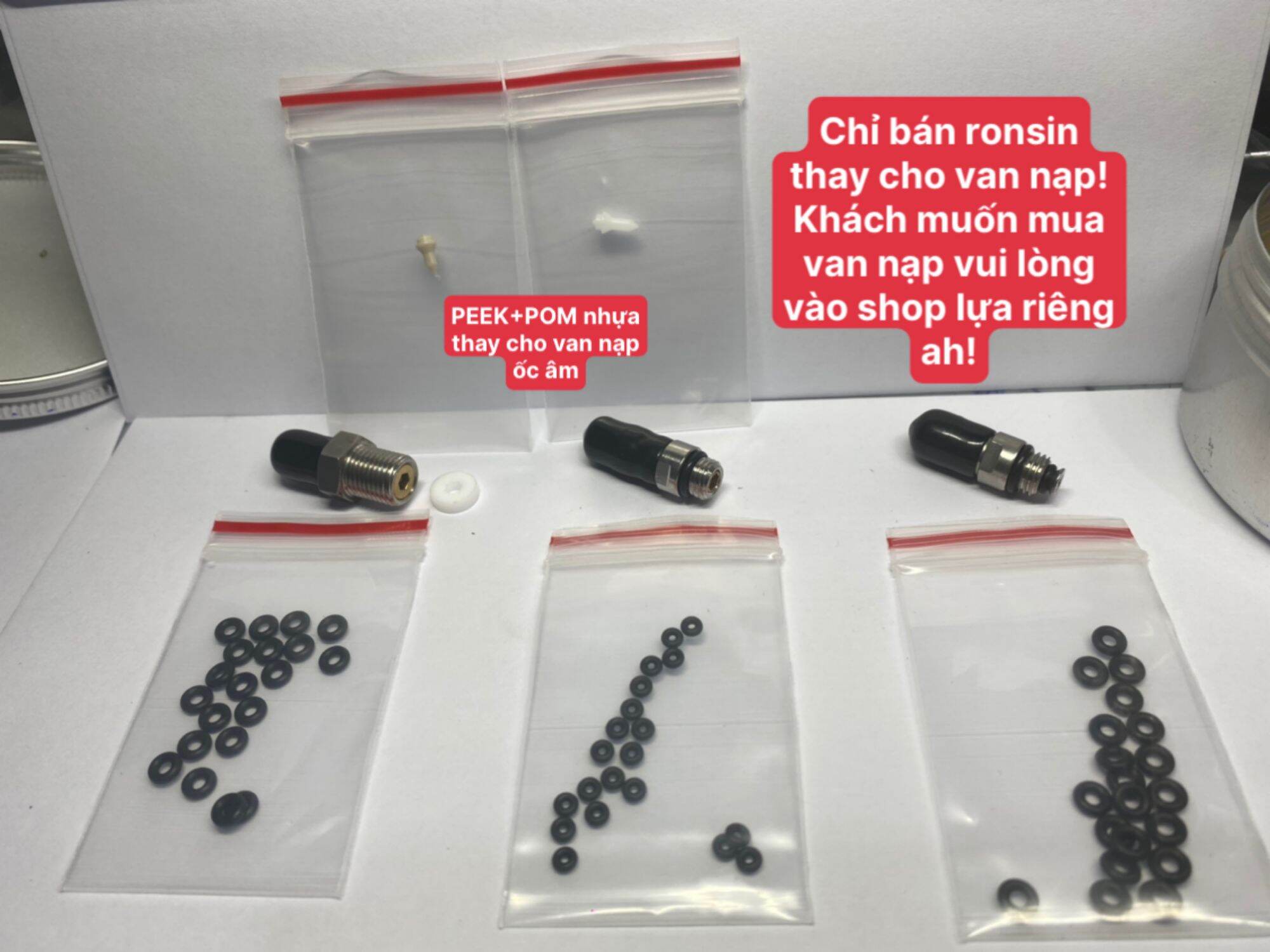 Ronsin và nhựa peek,nhựa pom thay cho van nạp các loại! lưu ý chỉ ronsin - không có van nạp!