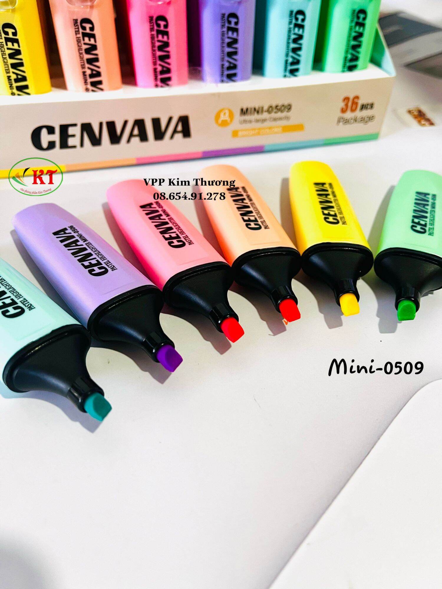 Combo 6 cây bút dạ quang lớn CENVAVA màu Pastel/ Highlighter pastel (mã: Mini-0509)