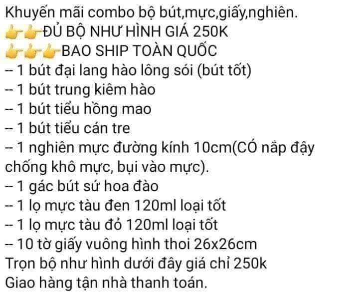 bộ combo viết thư pháp, thư họa
