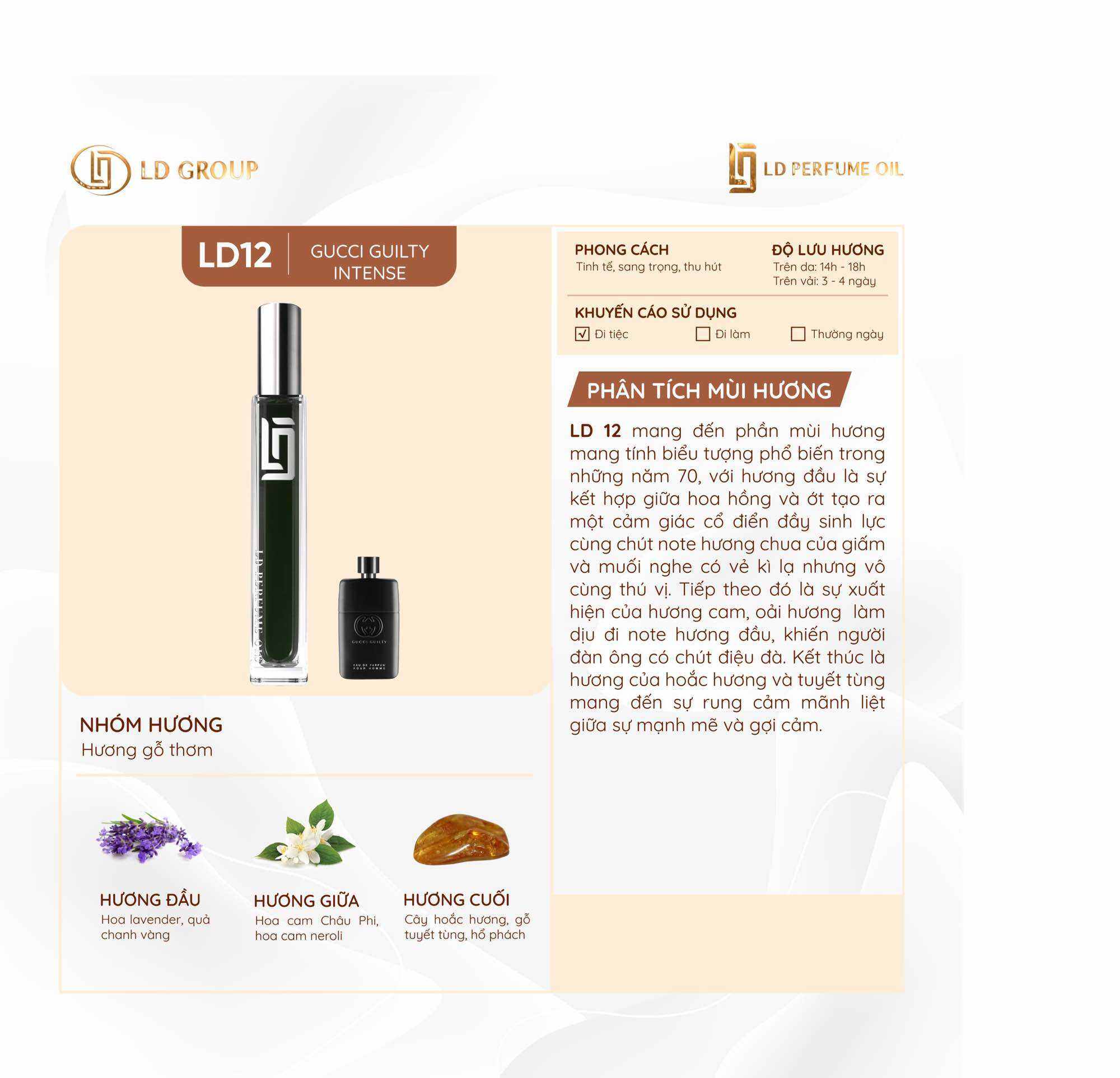 Tinh Dầu Nước Hoa LD12 Gu.cci Guilty Intense Mùi Hương Gợi Cảm Lịch Thiệp