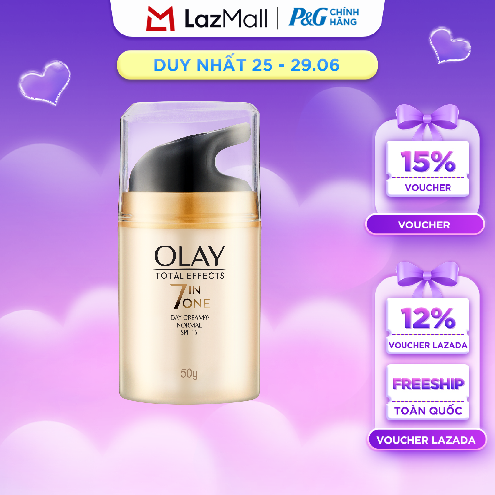 Kem Dưỡng Ban Ngày OLAY TOTAL EFFECTS Phục Hồi  Làm Chậm 7 Dấu Hiệu Lão Hóa SPF 15 Hũ 50G