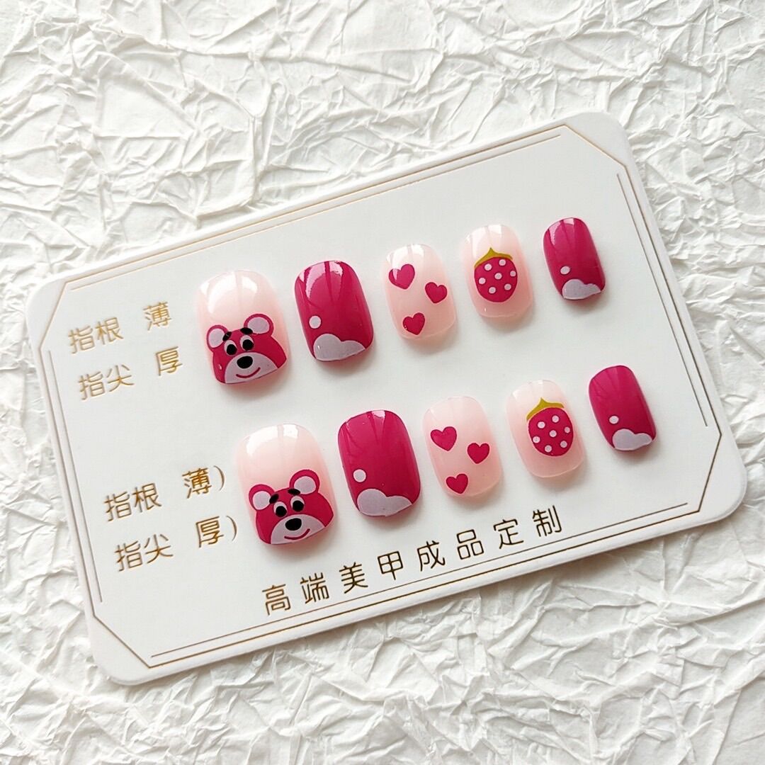 Bộ Nail 24 Móng Gấu Dâu Lotso Bear Hot Hit