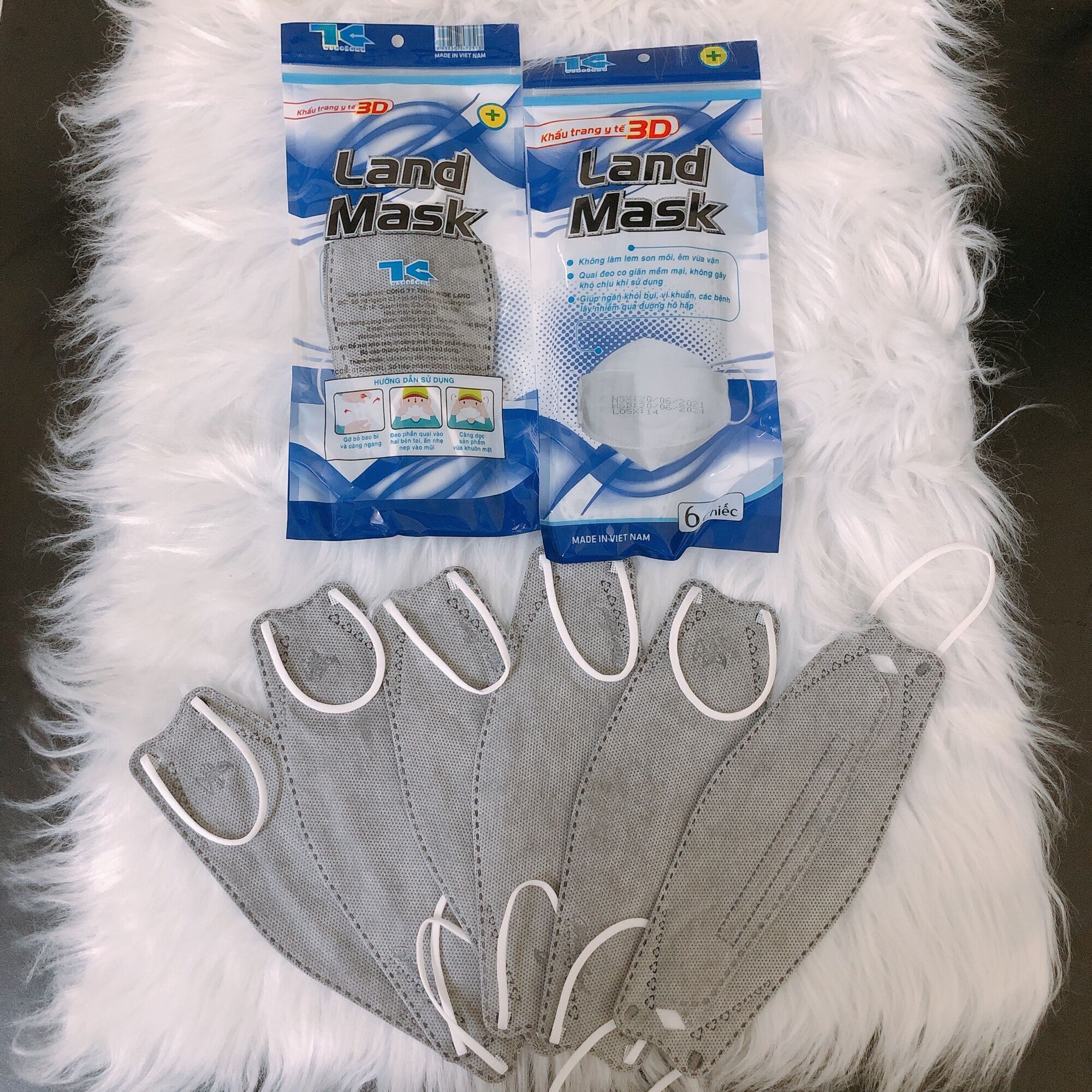 Khẩu trang 3D Land Mask set 6 cái KF74 Hàn( MÀU XÁM )