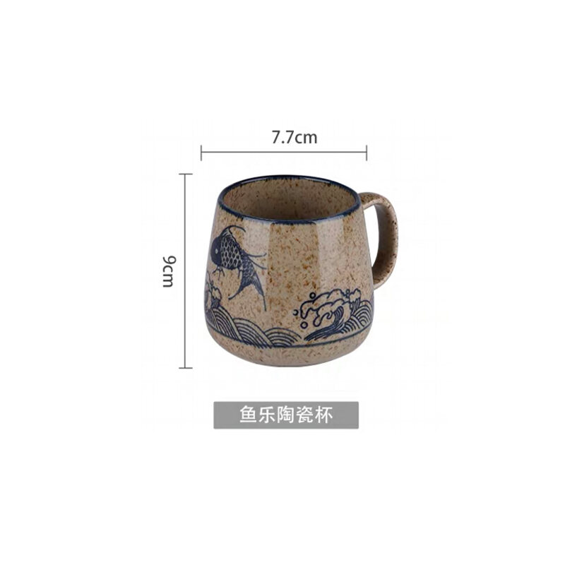Cốc Gốm Sứ Cổ Điển Kiểu Nhật Cốc Ăn Sáng Yến Mạch Cốc Sữa Cốc Cà Phê Cốc Mug Vẽ Tay Sức Chứa Lớn Cốc Tình Nhân