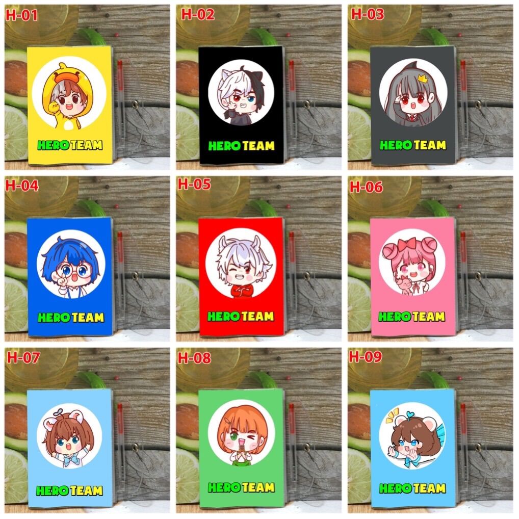 Sổ tay hero team kèm bút a6 simmy sammy phong cận siro/sổ viết hero team