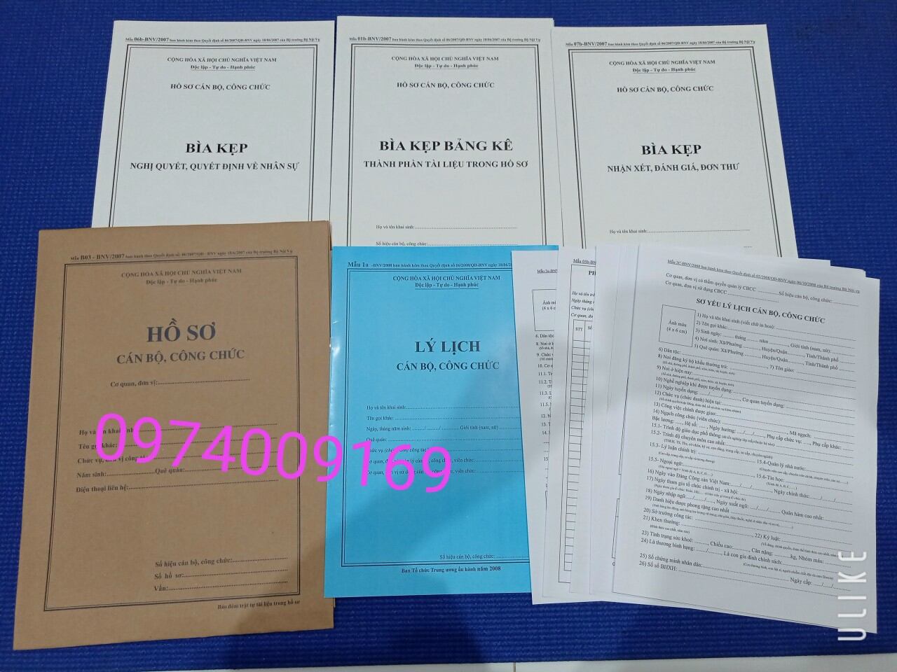 2 bộ hồ sơ cán bộ công chức (lh0974009169)