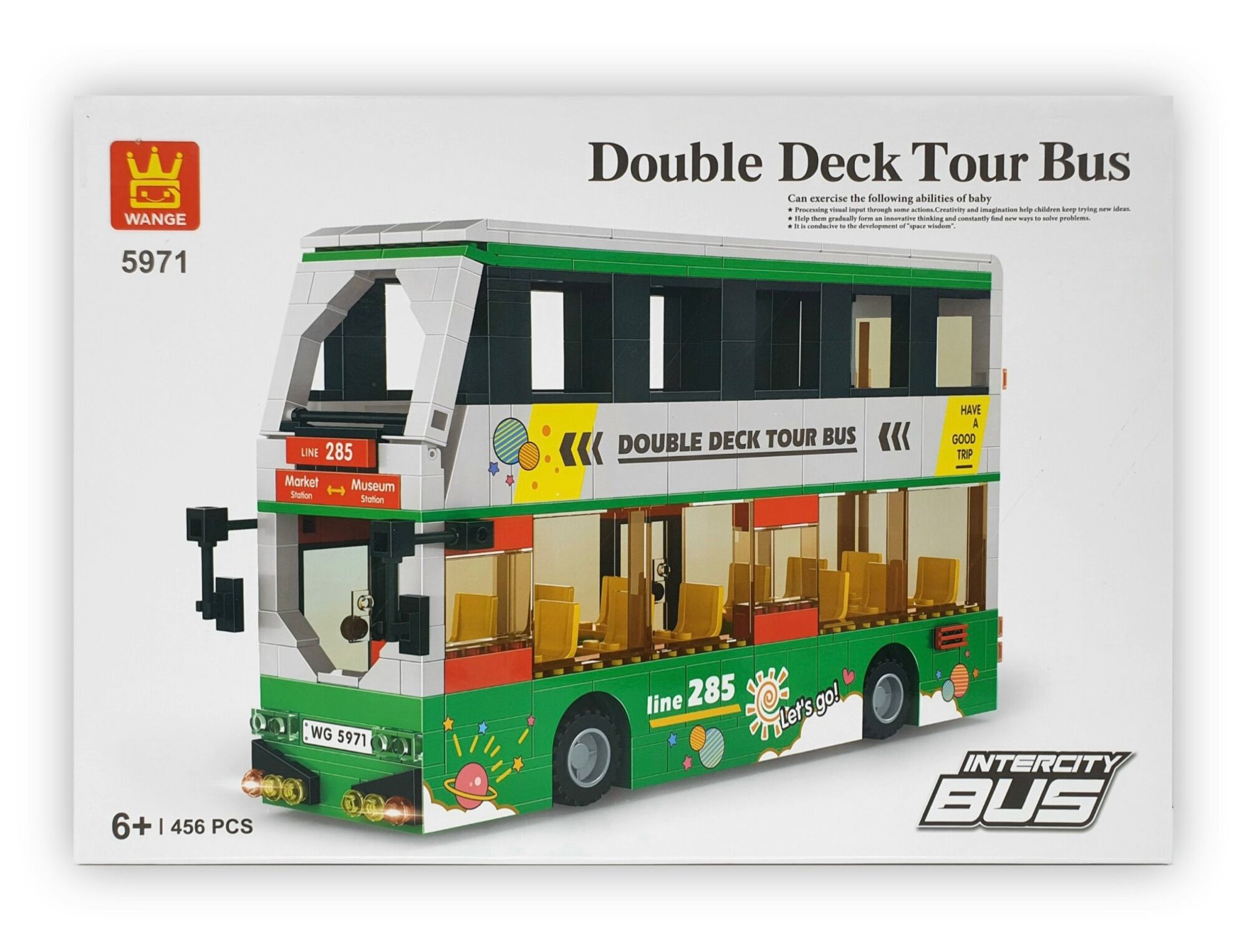 Lắp ráp xếp hình lego Intercity 5971 - Mô hình xe buýt xanh 2 tầng 456 chi tiết