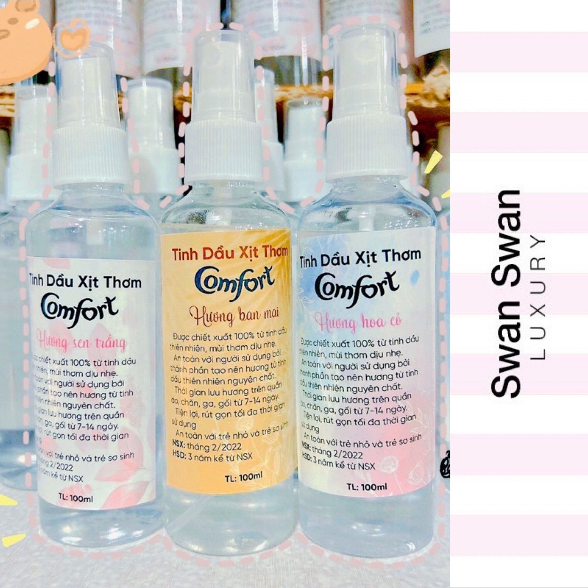 Xịt thơm lâu comfort mùi dịu nhẹ 100ml
