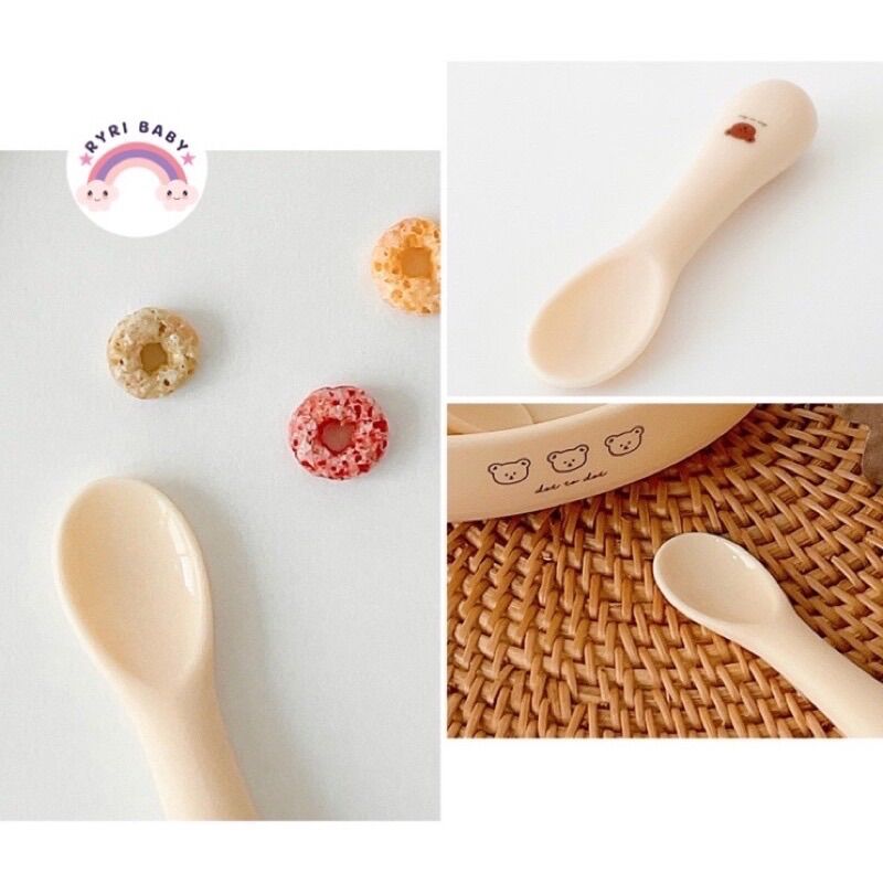 <có sẵn> MUỖNG ĂN DẶM SILICONE DOTTODOT HÀN QUỐC