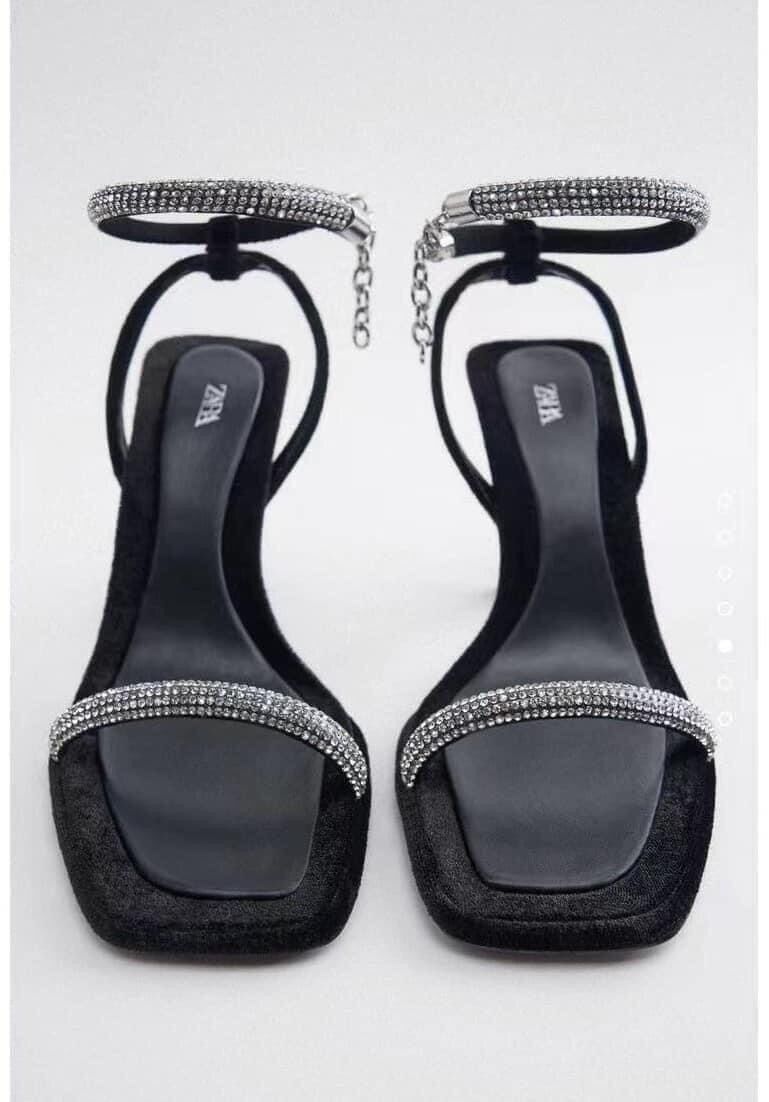 Sandal Z.Ra hai quai đá trắng cao 9cm [HÀNG SẴN]