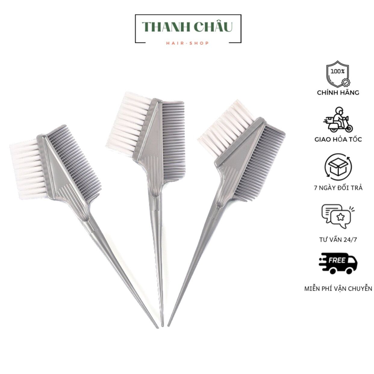 Cọ chổi lược nhuộm tóc 2 đầu xám