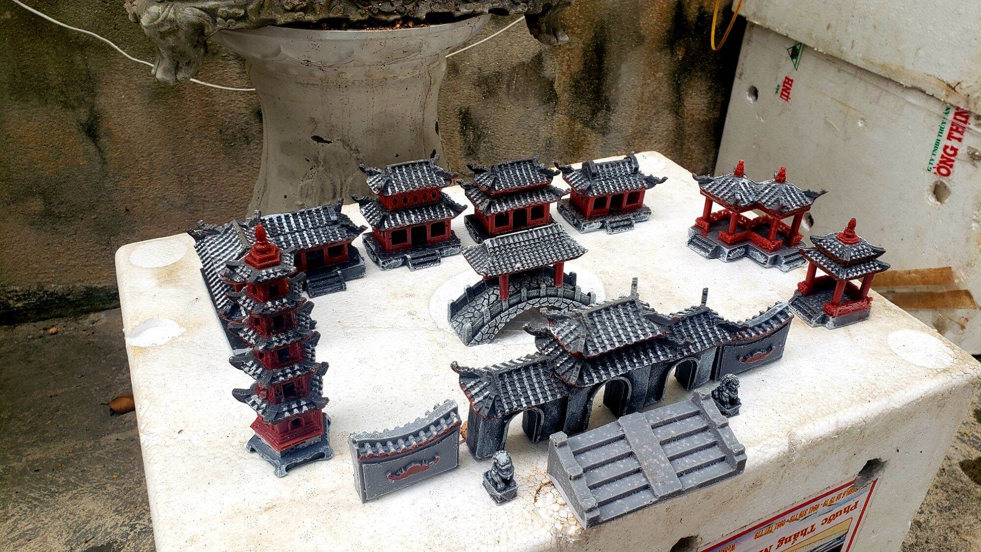 Bộ Nhà 12 món, Trang trí, setup tiểu cảnh, non bộ...( chất liệu bột đá cao cấp)