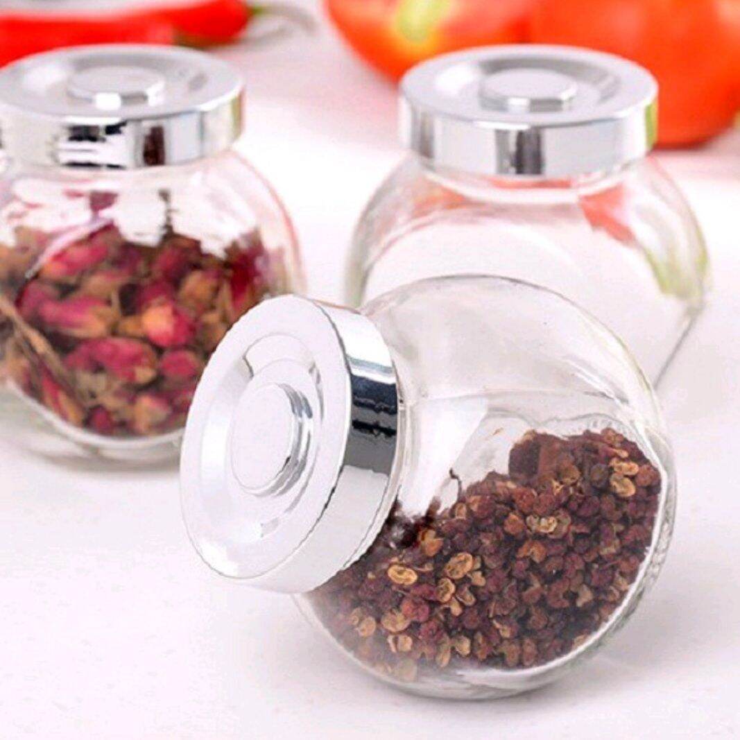 Hủ thủy tinh 2 đáy nắp Bạc 50ML 180ML 380ML
