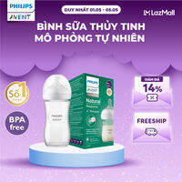 Bình Sữa Thủy Tinh Mô Phỏng Tự Nhiên 120ml/ 240ml Philips Avent Natural Response - Cổ Rộng Núm Xoắn Chống Sặc An Toàn Cho Trẻ Sơ Sinh