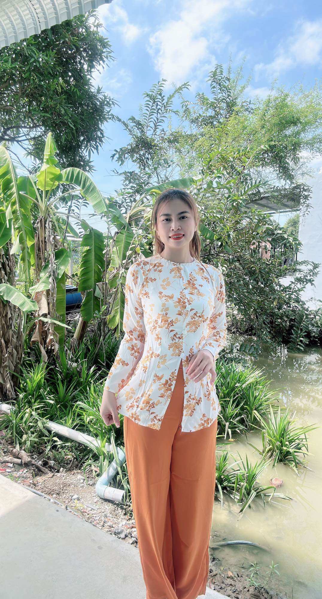 Bộ đồ lam đi chùa lịch sự trang nhã chất lụa mango cao cấp