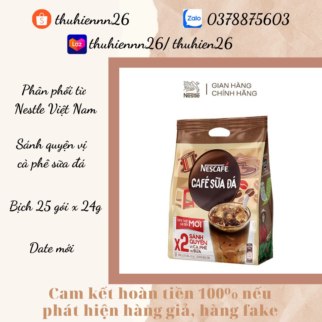 Bịch cà phê hòa tan Nescafe cà phê sữa đá