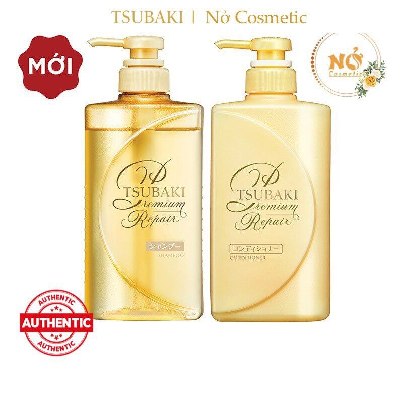 Bộ sản phẩm gội xả Phục hồi ngăn rụng tóc Premium Repair Tsubaki 490ml/chai