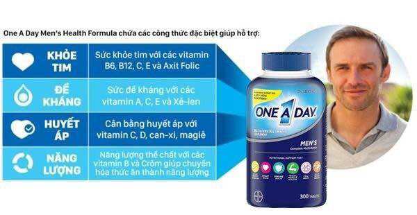 Viên uống Vitamin Tổng Hợp Cho Nam dưới 50 tuổi One A Day Men's Multivitamin Health Formula 300 viên của Mỹ