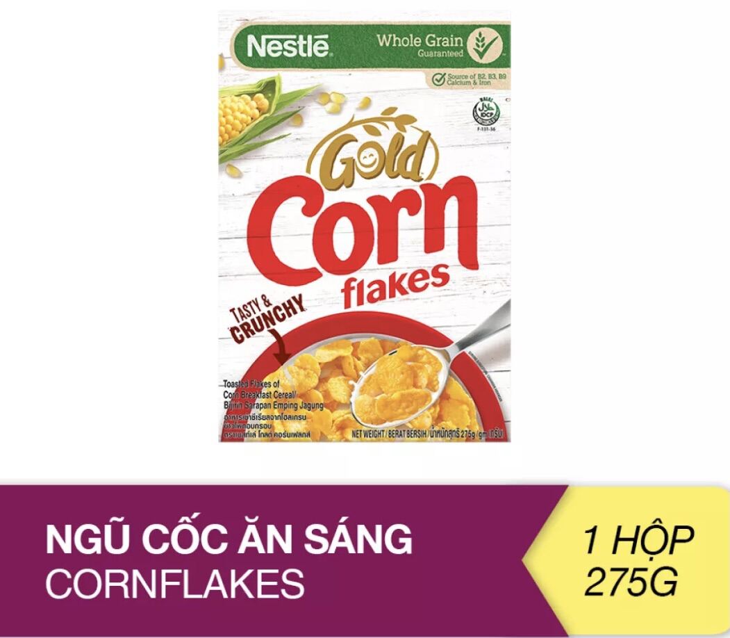 Ngũ cốc ăn sáng Nestle Gold Corn Flakes vị bắp 275g