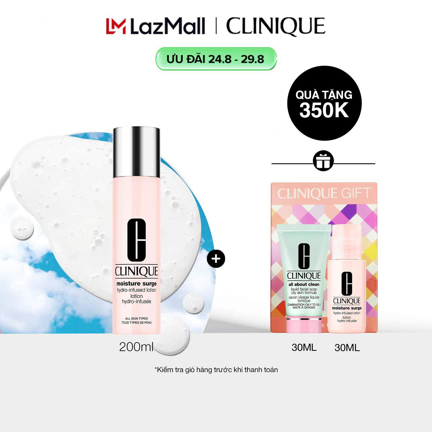 Nước cân bằng cấp nước và dưỡng ẩm chuyên sâu Clinique Moisture Surge™ Hydro-Infused Lotion 200ml