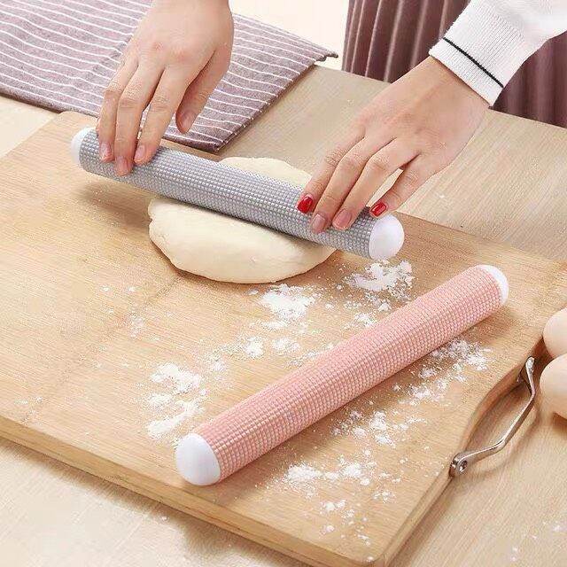 Cây Lăn Bột Làm Bánh Bằng Nhựa Chống Dính Dập Nổi Họa Tiết Chấm