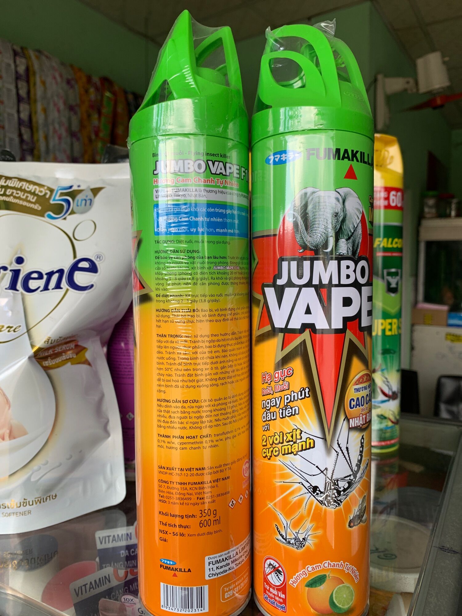 Combo 2 bình xịt muỗi Jumbo hương cam chanh chai 600ml