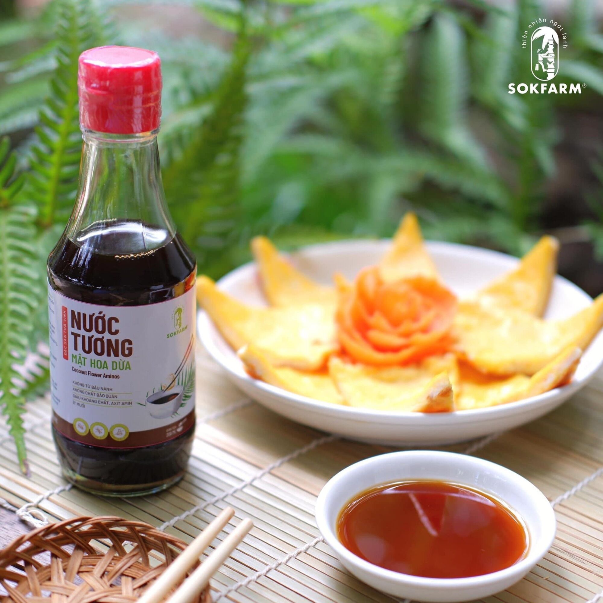 Nước tương MẬT HOA DỪA hữu cơ SOKFARM chai 200ml