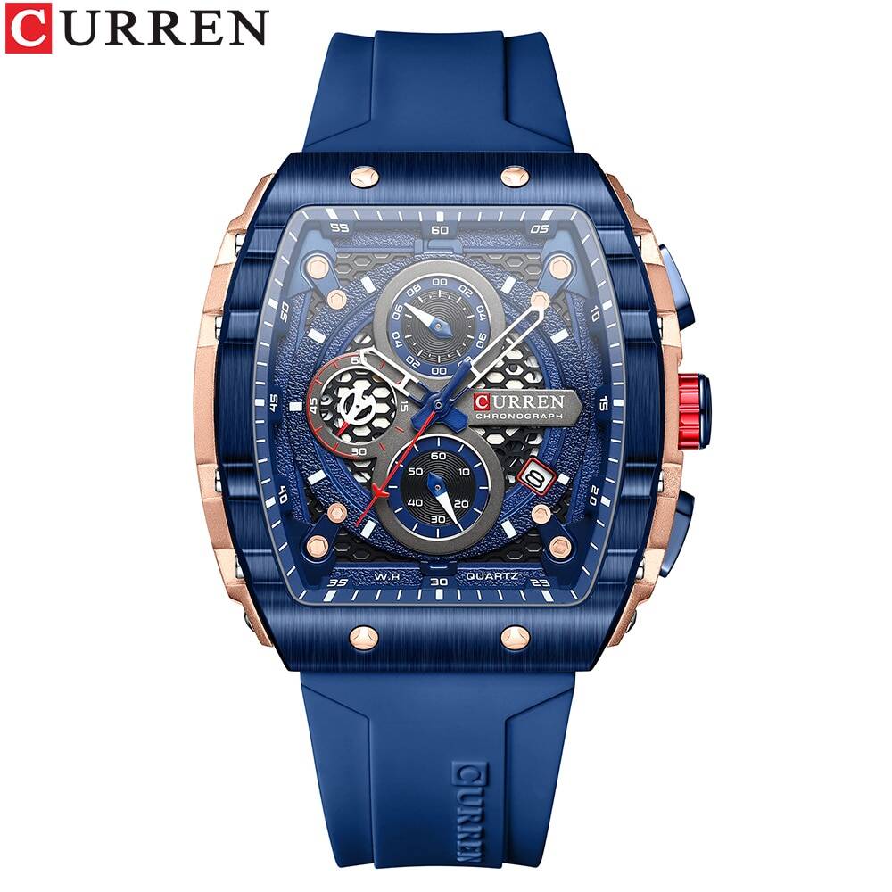 Đồng Hồ Đeo Tay Nam Curren Thương Hiệu Hàng Đầu Quartz Mặt Vuông Hợp Kim Dạ Quang Chronograph Chống 