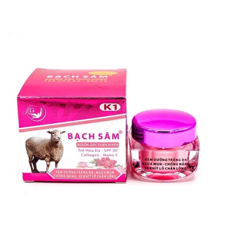 Kem dưỡng trắng da Ngừa mụn Chống nắng Se khít lỗ chân lông K1 BẠCH SÂM (18g)
