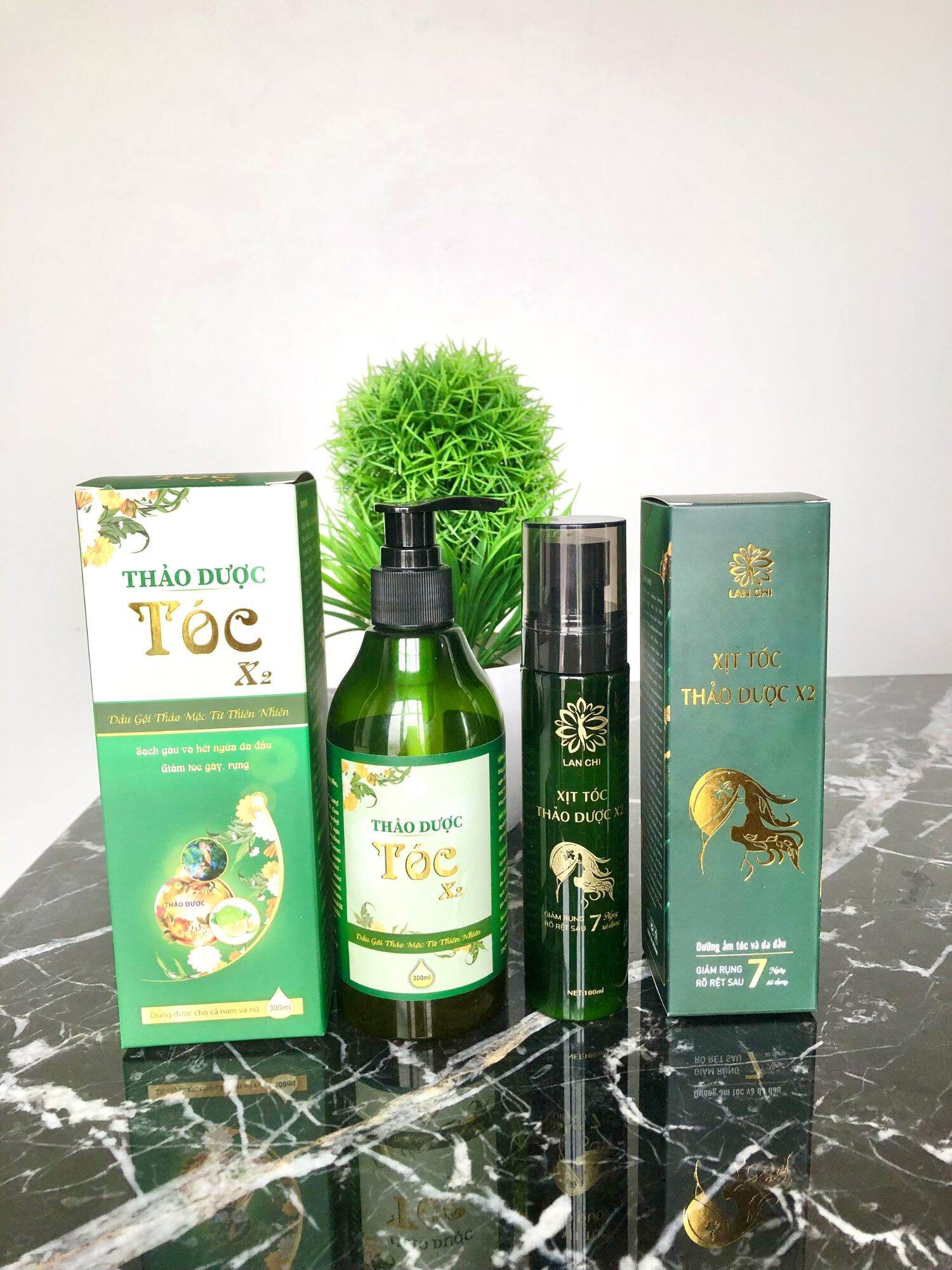 Bộ đôi Dầu gội+ Xịt tóc thảo dược X2_ chăm sóc tóc