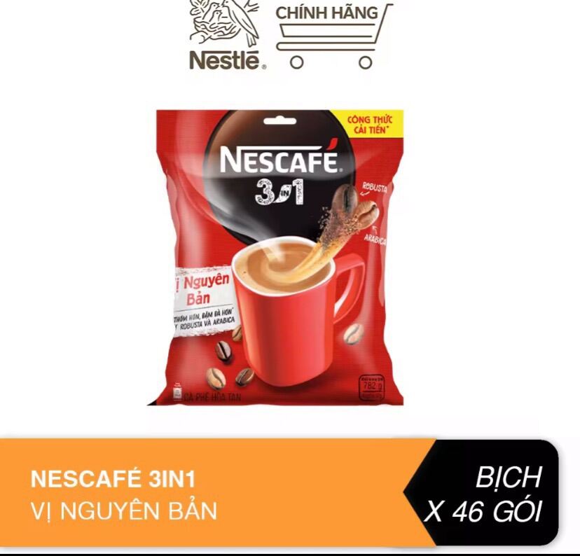 Nescafe cà phê rang xay hòa tan đậm đà hài hòa Túi 46 gói x 17g