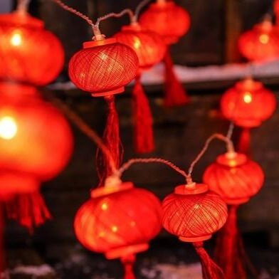 Dây đèn lồng đỏ may mắn 5m/20 quả đèn lồng nhỏ