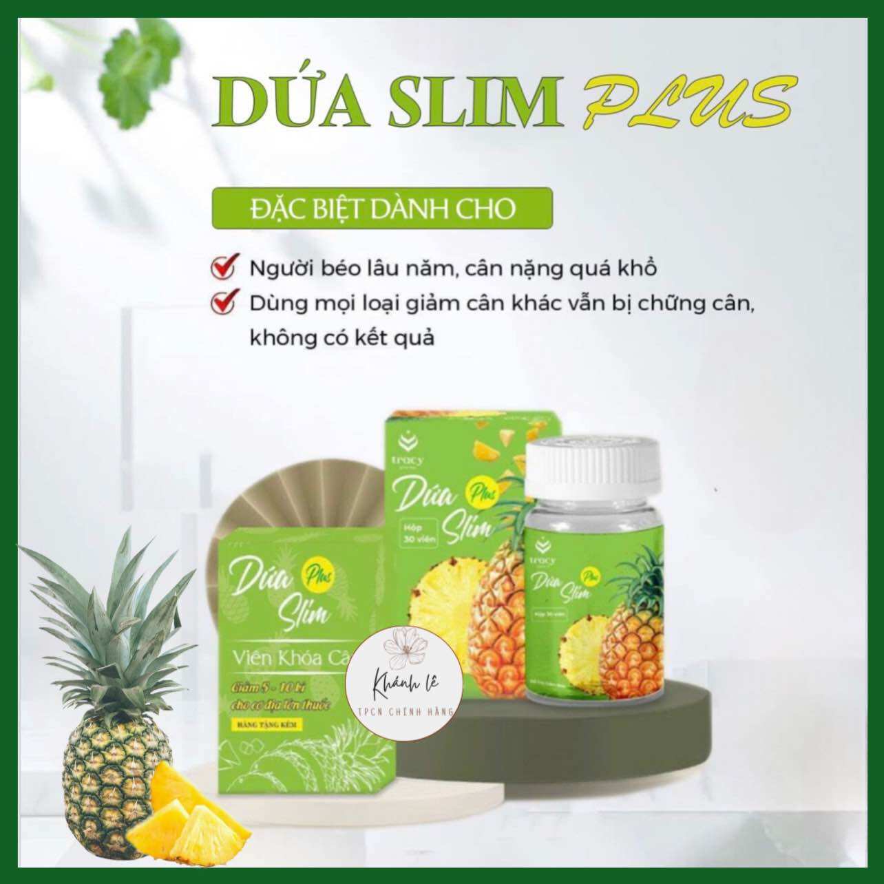 Giảm cân Dứa Slim Plus dành cho cơ địa khó giảm liệu trình 30 ngày