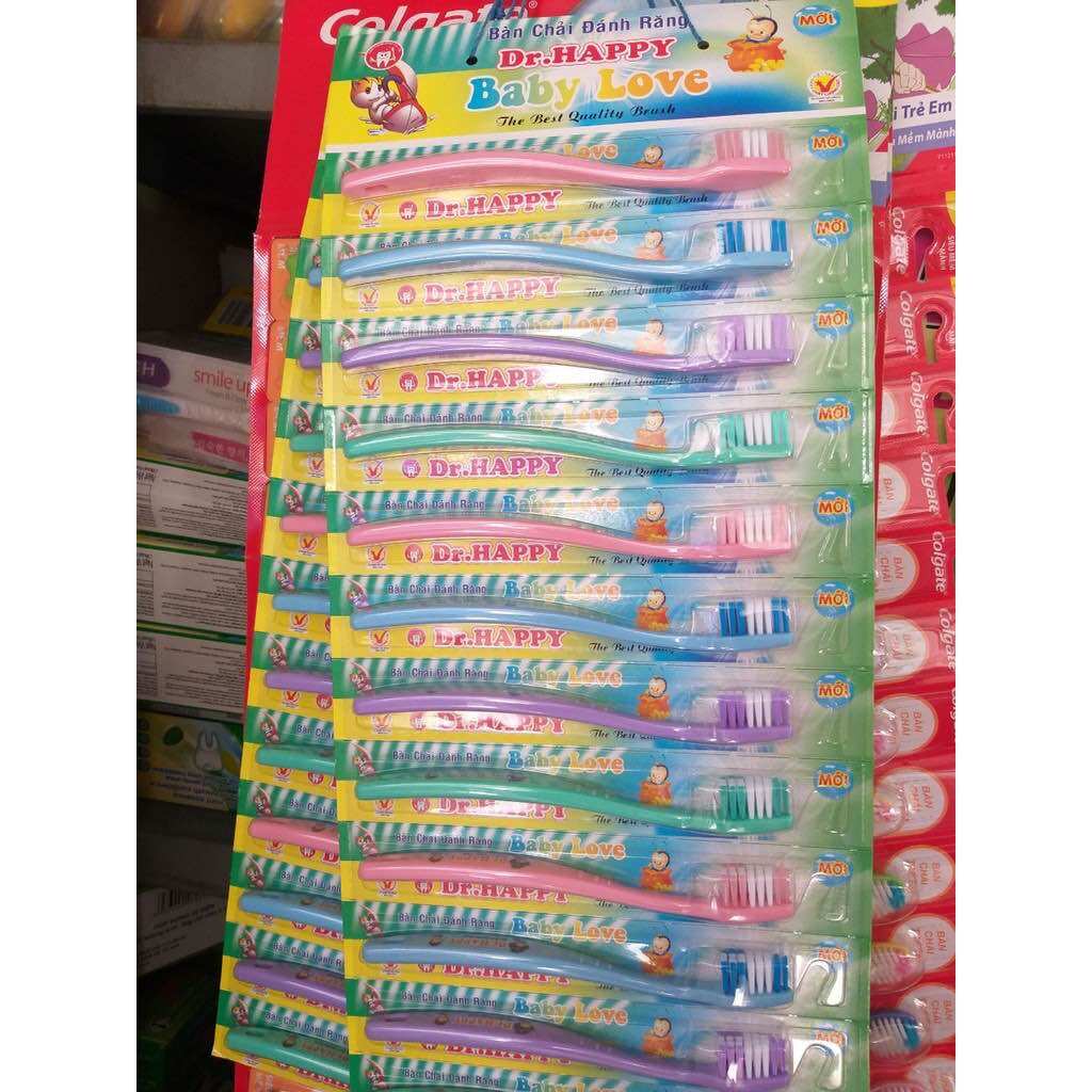 🦷 Vỉ 12 Cây Bàn Chải Dr Happy, Đánh Răng Em Bé