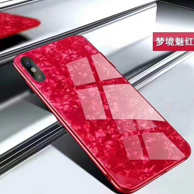 Ốp lưng iPhone X mặt kính Ngọc Trai viền dẻo silicone