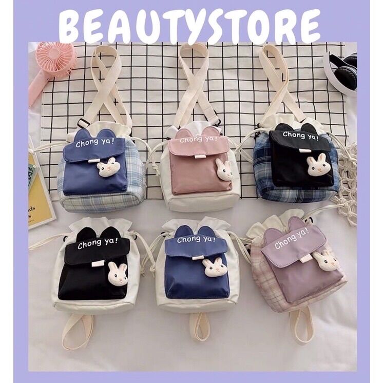Túi dây rút đeo chéo canvas thỏ bunny Beautystore1512