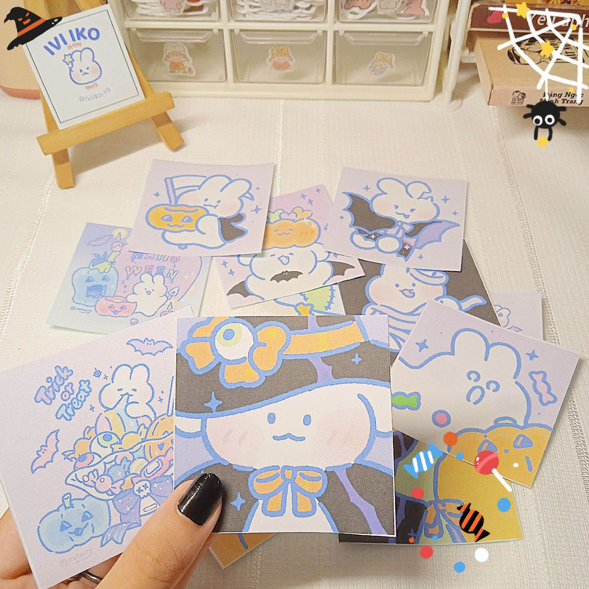 Set 12 sticker Halloween & Thỏ (6,5x6,5cm) | IVI IKO
