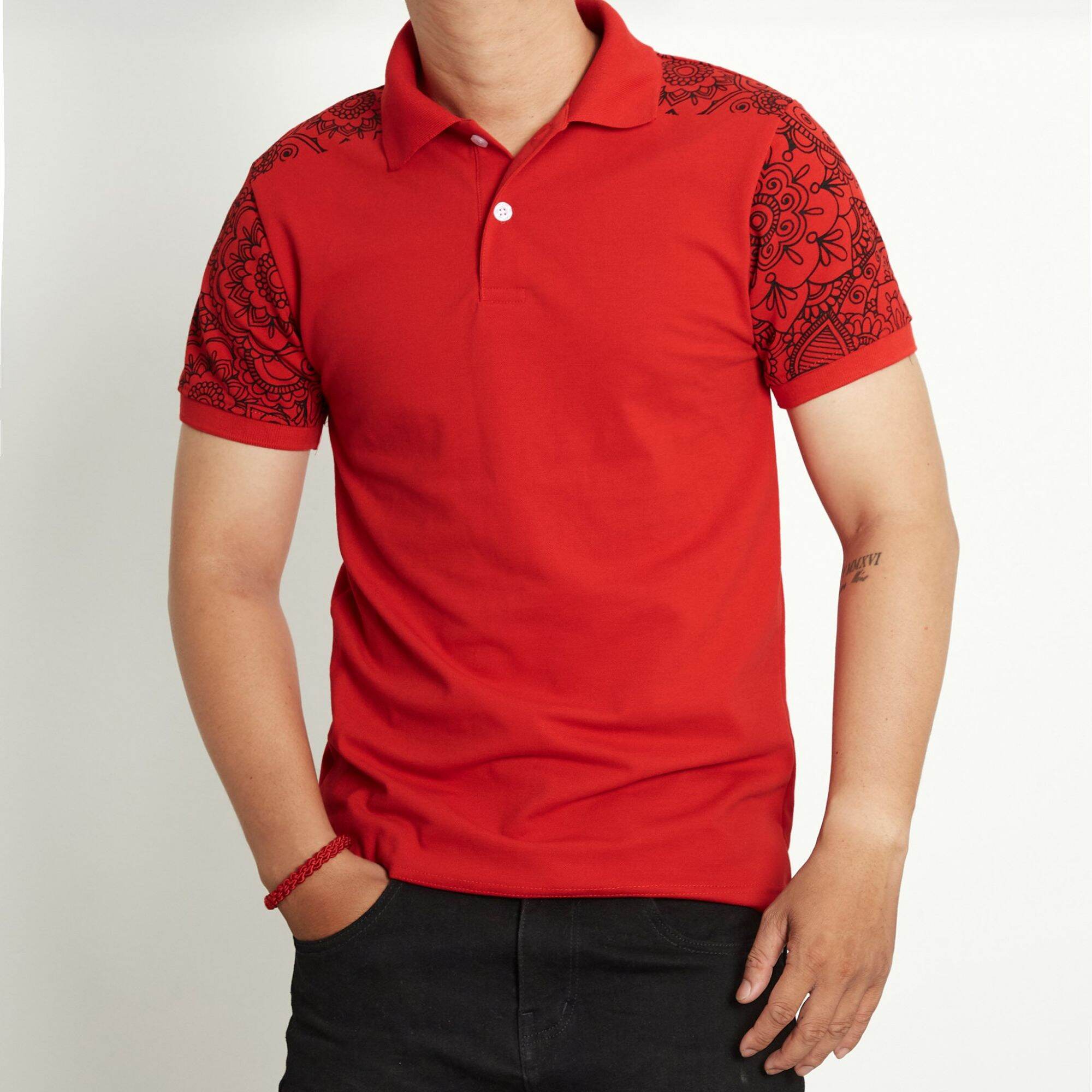 [size to 90-110kg] Áo thun polo ngắn tay in hoa văn