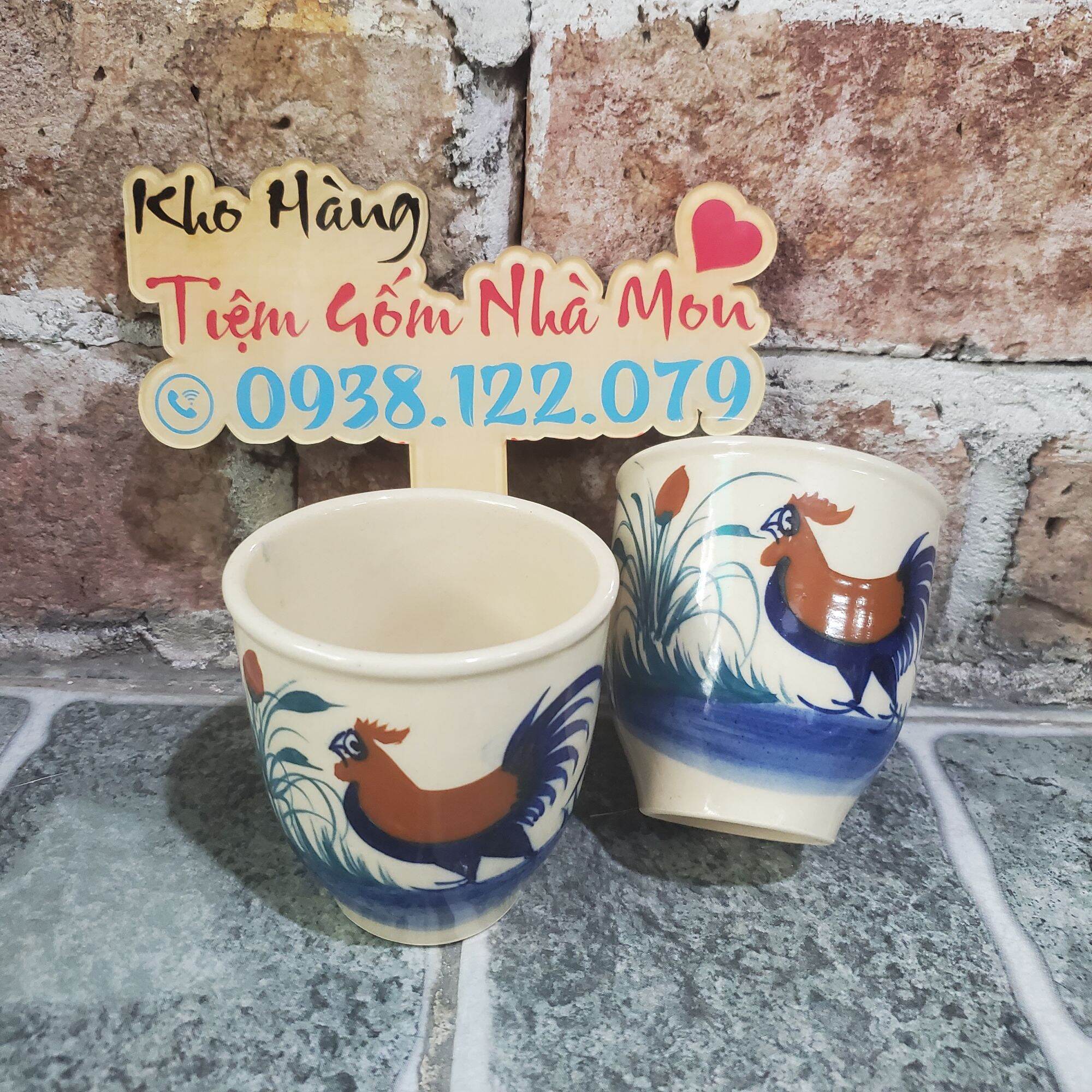 [FREESHIP MAX]COMBO LY VÀ DĨA LÓT CON GÀ CAO CẤP 100% THỦ CÔNG (dung tích 300ml)