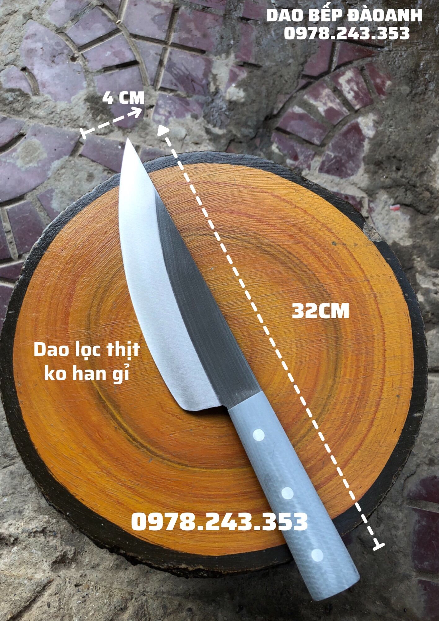 Dao lọc - thái thịt thép trắng nhật không gỉ