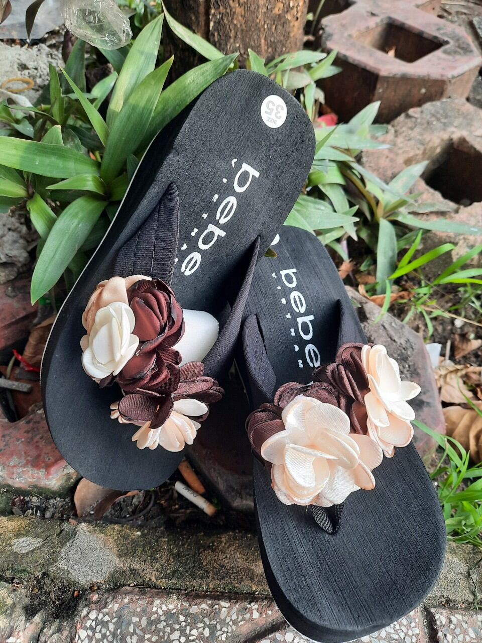Dép xuồng đế lượn đính hoa 7cm,9cm