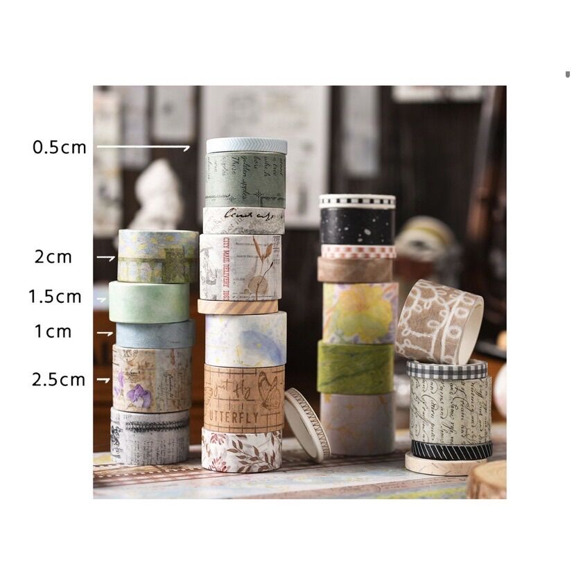 Set 20 cuộn washi tape vintage