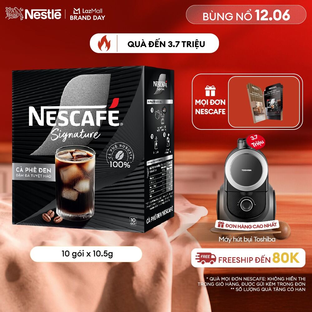 [FREESHIP TOÀN QUỐC] Cà phê đen hòa tan NESCAFÉ Signature Hộp 10 gói ĐẬM ĐÀ TUYỆT HẢO