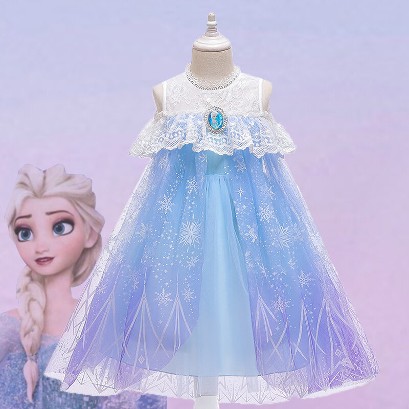 Váy Công Chúa Elsa Bé Gái Trang Phục Mùa Hè Lễ Phục Elsa Frozen Kiểu Tây Váy Voan Lưới Váy Liền Elsa Trẻ Em