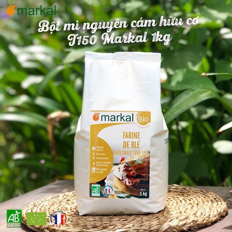 Bột mì nguyên cám hữu cơ t150 markal pháp - túi 1kg
