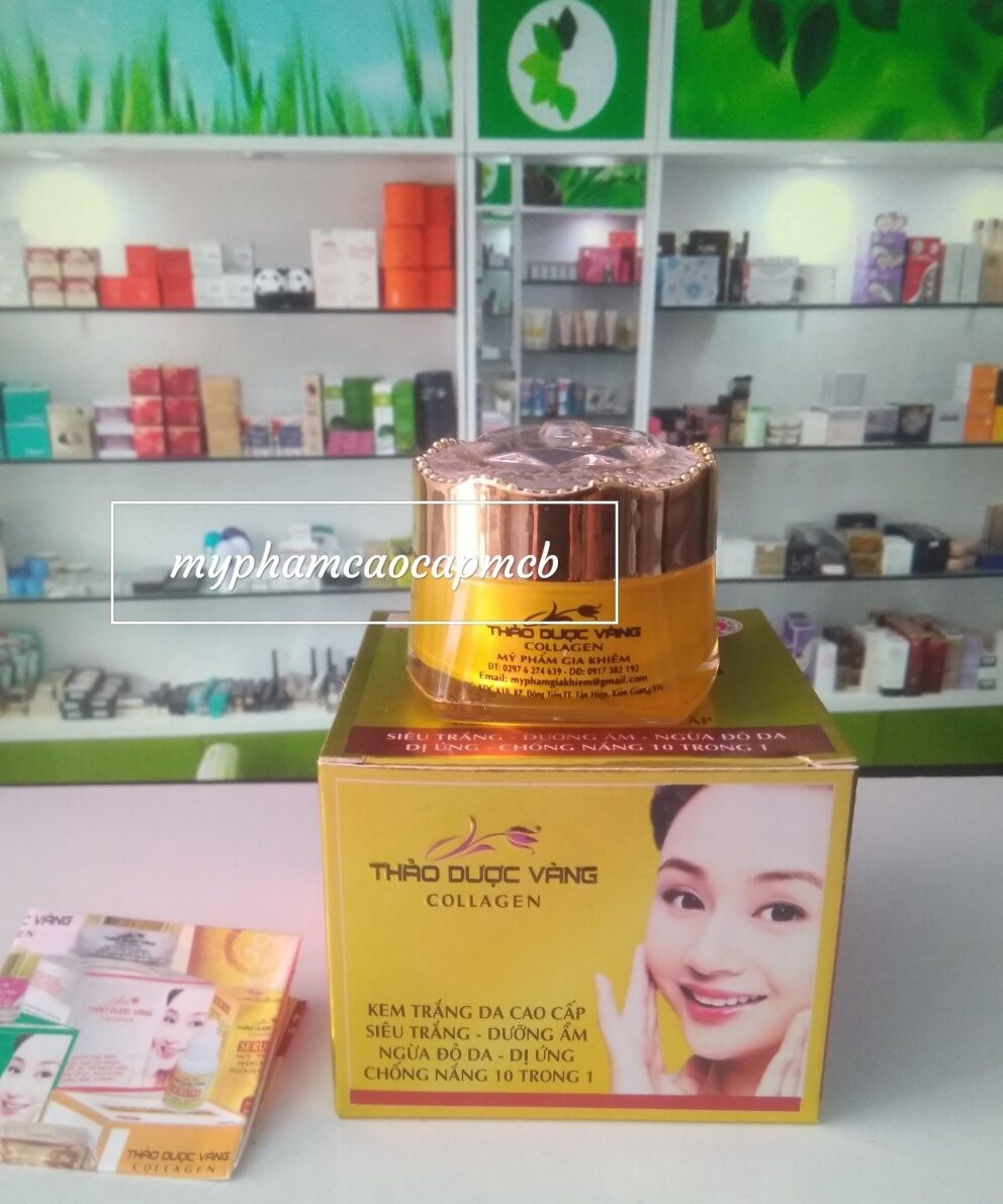 kem thảo dược vàng collagen dưỡng trắng da chống nắng  15g